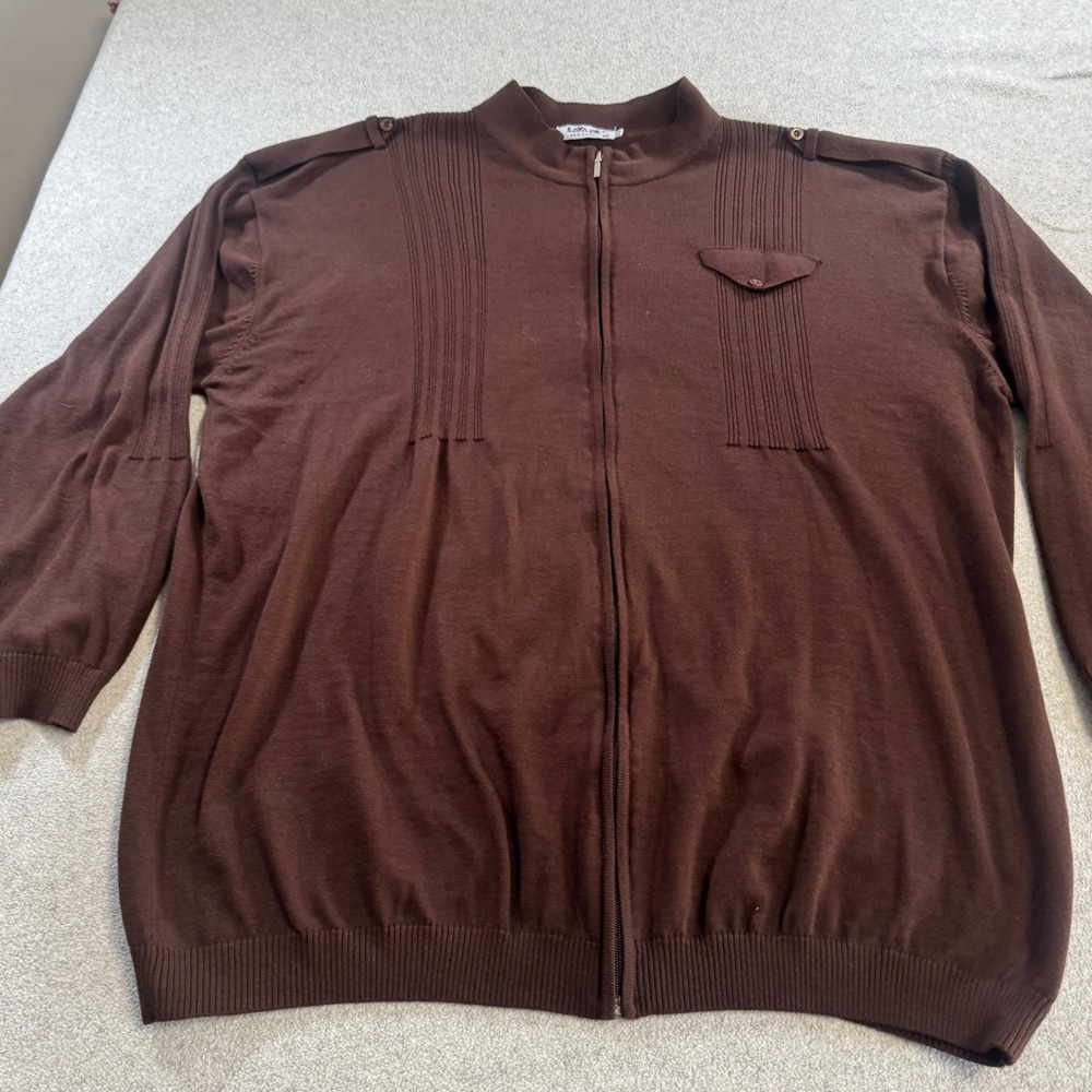 Lavane Cardigan Sweater Women 4X Brown Excellent Zip Front Pintuck Vintage Style